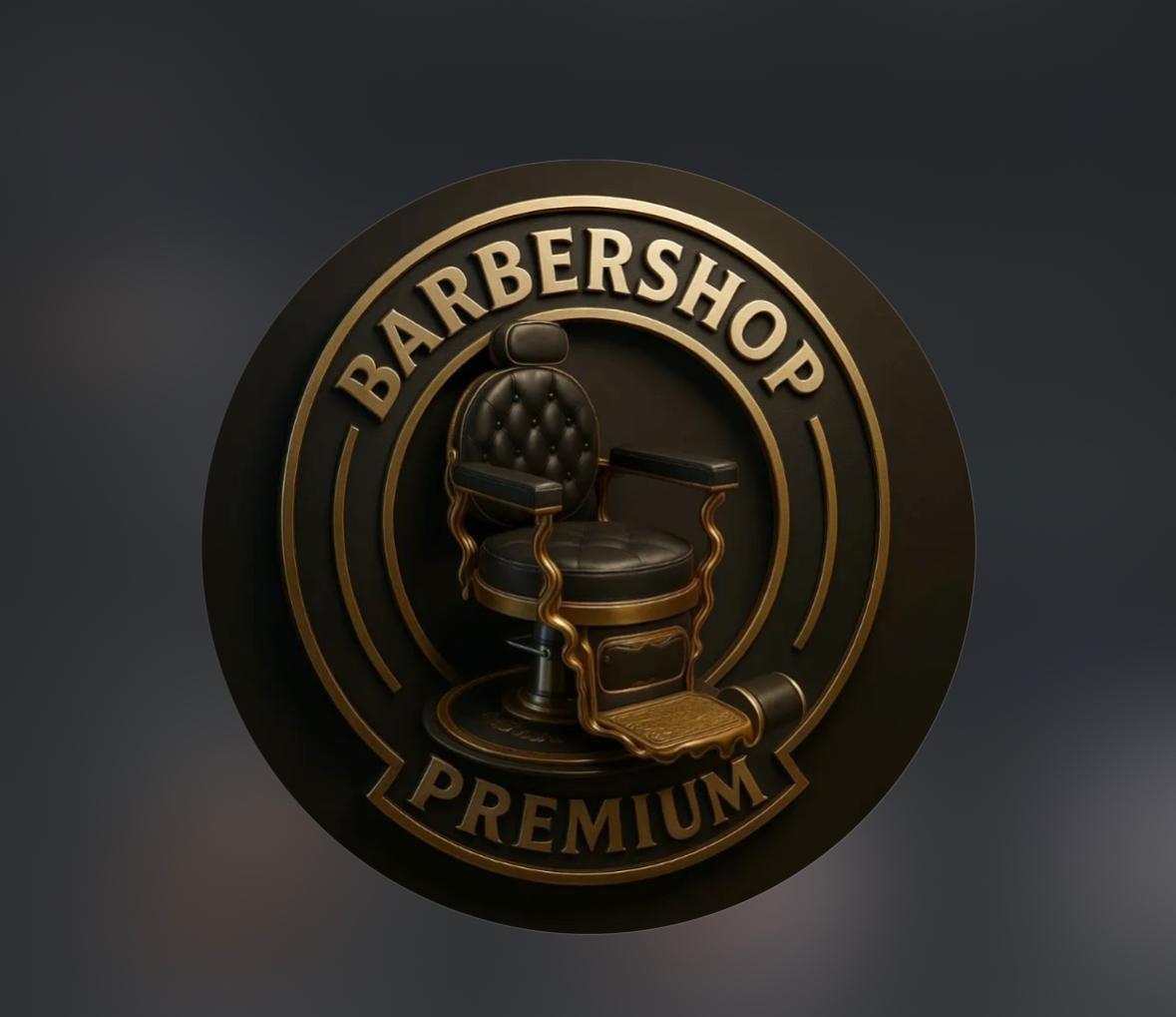 Logo da Barber Shop Premium, barbearia premium desenvolvida pela Aviva Consultoria com identidade visual sofisticada em dourado e preto
